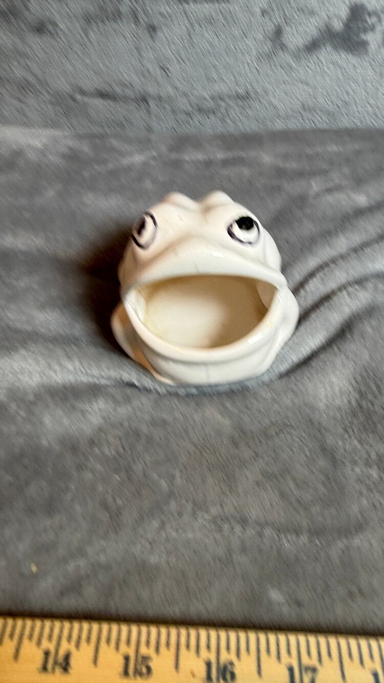 White Ceramic Frog Sponge Scrubby Holder Open Mouth Kitchen Sink Decor